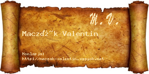 Maczák Valentin névjegykártya